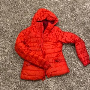 Red down coat
